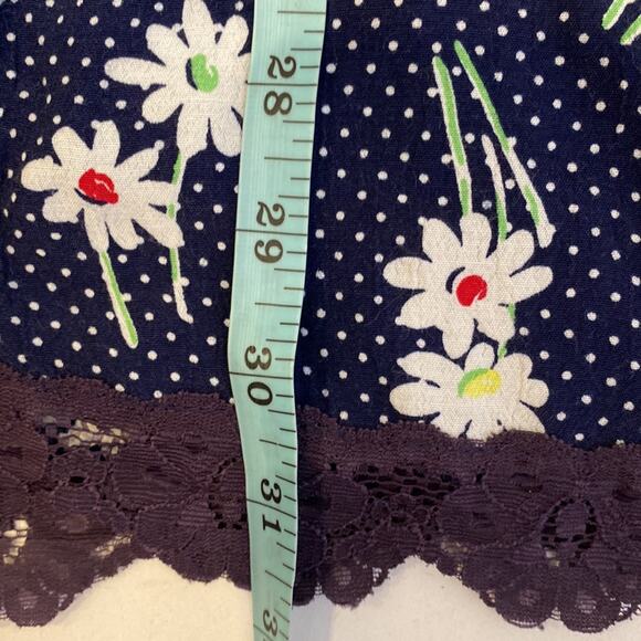 Esprit Sleeveless Mini Slip Dress Floral & Polka Dot Vintage Zipper Sz Sm Navy - Picture 13 of 14